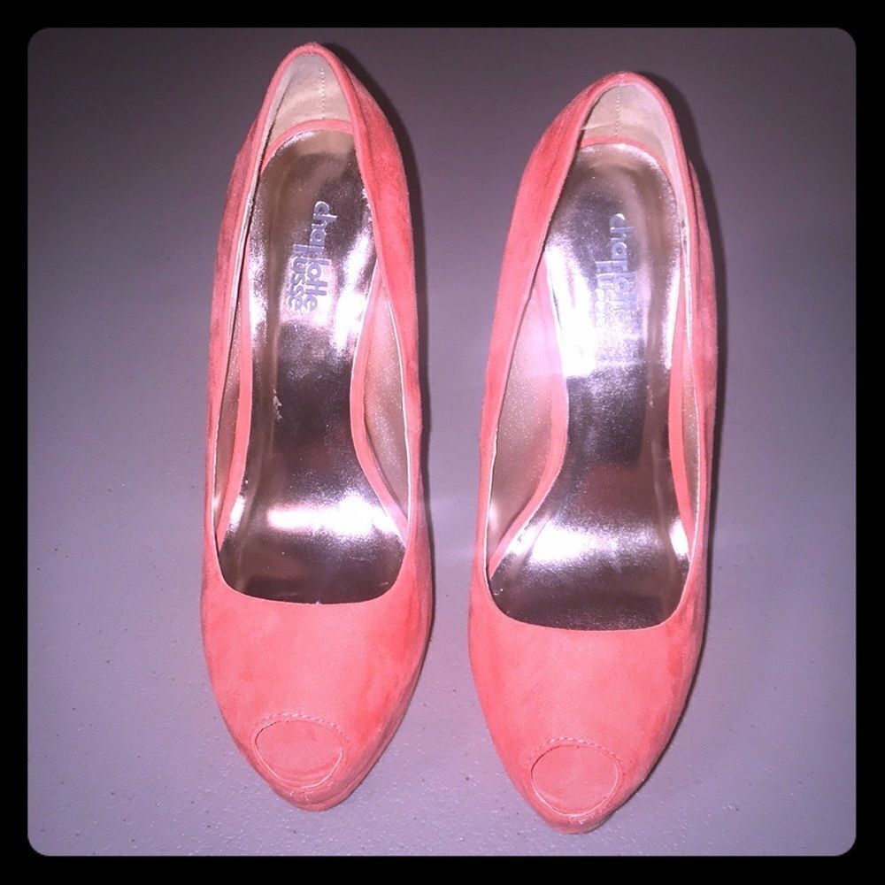 Women’s Charlotte Russe “Tatum” Coral Heels - Picture 1 of 5